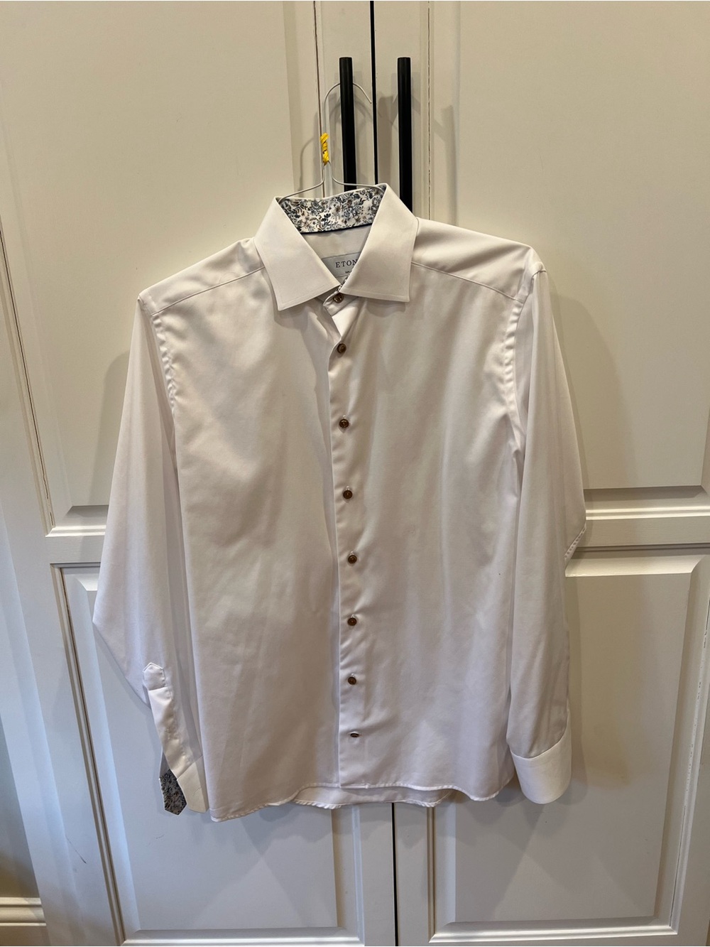 Eton White Dress Shirt with Floral Contrast Collar